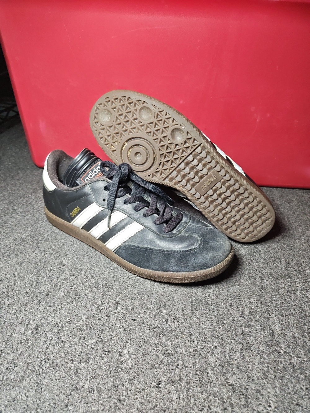 Adidas Samba Classic Mens Size 8 Black White Gum Athletic Leather Shoes Sneakers